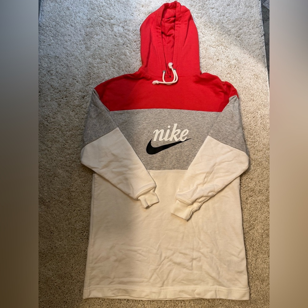 Nike Vibrant Red-grey-white Hoodie Dress